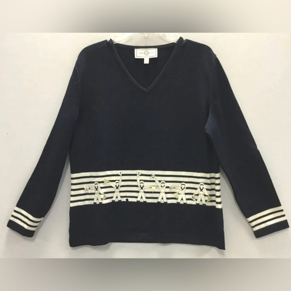St. John Sport Sailor Sweater L navy white